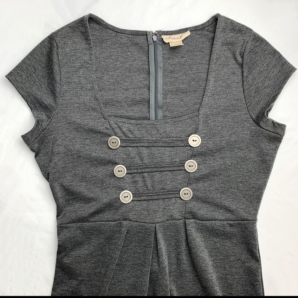 50% OFF Belle Du Jour Gray Mini Dress Buttons - Picture 2 of 8